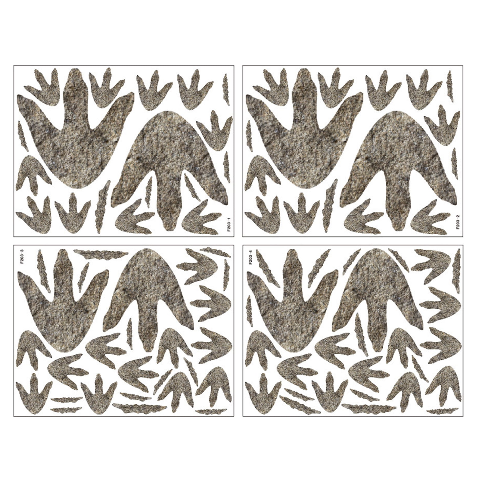 Dinosaur Footprints Stickers 4pcs Dinosaur Claw Floor Decal Set Dino Footprints Room Decor Peel and Stick PVC, Removable For Children's Room, Bathroom, Bedroom Floor Decoration